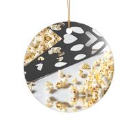 AUGUSTRUSH Décorations de Noël, popcorn de cinéma, décoration à suspendre à l'arbre avec ruban pour cheminée, fête, mariage, décorations d'hiver, acrylique incassable, rond et cœur