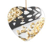 AUGUSTRUSH Décorations de Noël, popcorn de cinéma, décoration à suspendre à l'arbre avec ruban pour cheminée, fête, mariage, décorations d'hiver, acrylique incassable, rond et cœur