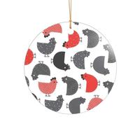 AUGUSTRUSH Décorations de Noël, poulet de dessin animé, décoration créative à suspendre avec ruban pour cheminée, fête, mariage, décorations d'hiver, acrylique incassable, rond et cœur