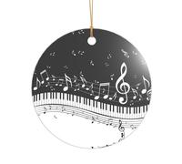 AUGUSTRUSH Décorations de Noël, touches de piano, notes de musique, décoration à suspendre à l'arbre avec ruban pour cheminée, fête, mariage, décorations d'hiver, acrylique incassable, rond et cœur