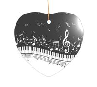 AUGUSTRUSH Décorations de Noël, touches de piano, notes de musique, décoration à suspendre à l'arbre avec ruban pour cheminée, fête, mariage, décorations d'hiver, acrylique incassable, rond et cœur