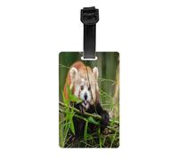 AUGUSTRUSH Étiquettes à bagages en PVC durable pour valises, sacs à dos, sacs de golf, petit panda rouge, étiquette d'identification de sac pour essentiels de voyage à l'aéroport, avec sangle amovible