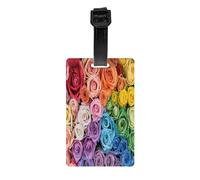 AUGUSTRUSH Étiquettes de bagage en PVC durable pour valises, sacs à dos, sacs de golf, fleurs arc-en-ciel, étiquettes d'identification de sac pour essentiels de voyage à l'aéroport, avec sangle