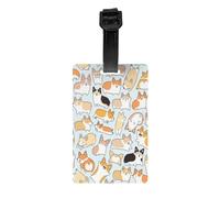 AUGUSTRUSH Étiquettes d'identification en PVC durable pour valises, sacs à dos, sacs de golf, corgi, étiquettes d'identification de sac pour les essentiels de voyage à l'aéroport, avec sangle amovible