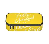 AUGUSTRUSH Goodlooking Hello Sunshine Grande trousse à crayons en toile avec fermeture éclair pour adolescents, filles, garçons, 3 compartiments, Noir , Taille unique, Ensemble cartable