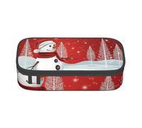 AUGUSTRUSH Grande trousse à crayons de grande capacité pour adolescents, filles, garçons, avec fermeture éclair et inscription « Merry Christmas Day » - 3 compartiments - En toile - Pour l'école, les