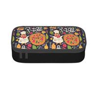 AUGUSTRUSH Grande trousse à crayons de grande capacité pour adolescents, filles, garçons, chef pizza, grande boîte à stylos, 3 compartiments en toile pour l'école, les étudiants, accessoires de