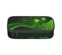 AUGUSTRUSH Grande trousse à crayons de grande capacité pour adolescents, filles, garçons, grande boîte à stylos avec fermeture éclair et inscription « Happy St Patrick » - 3 compartiments - En toile -