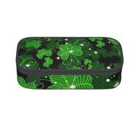 AUGUSTRUSH Grande trousse à crayons de grande capacité pour adolescents, filles, garçons, motif feuilles de la Saint-Patrick, grande trousse à crayons en toile à 3 compartiments pour l'école, les