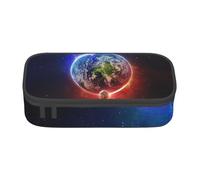 AUGUSTRUSH Grande trousse à crayons de grande capacité pour adolescents, filles, garçons, motif planète spatiale, terre, 3 compartiments en toile pour l'école, les étudiants, accessoires de papeterie