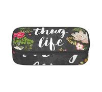 AUGUSTRUSH Grande trousse à crayons de grande capacité pour adolescents, filles, garçons, Thug Life Flowers Grande trousse à stylos 3 compartiments en toile pour école étudiants accessoires de