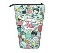 AUGUSTRUSH Grande trousse à crayons télescopique avec illustration « I Love The 90s » pour filles et garçons, pour adolescents et adultes, grande trousse de rangement pour l'école, le bureau,