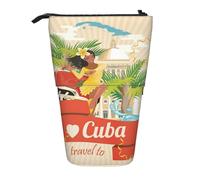 AUGUSTRUSH Island of Cuba - Trousse à crayons télescopique pour filles et garçons, pour adolescents et adultes, grande trousse de rangement pour l'école, le bureau, l'université, Noir , Taille unique,