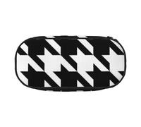 AUGUSTRUSH Jolie trousse à crayons noire pour filles et femmes, motif pied-de-poule avec fermeture éclair, en tissu Oxford, grande capacité, avec emplacements pour stylos, 22 x 11 x 4,5 cm, idéale