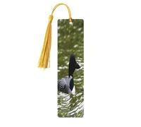 AUGUSTRUSH Lot de 5 marque-pages en bois de bouleau naturel avec pompon, marque-pages vierges en forme de huard, oiseaux de la nature, accessoires de livre rectangulaires pour journaux, romans