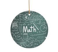 AUGUSTRUSH Ornements ronds de Noël, mot de leçon de mathématiques, 8 cm/10 cm en aluminium à suspendre pour cheminée, cheminée, fête, décoration festive de la maison