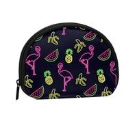 AUGUSTRUSH Petit porte-monnaie à fermeture éclair - Ananas Banane Flamingo Mini portefeuille en toile Portable et tendance pour femmes et filles Idéal pour ranger pièces de monnaie, porte-clés, cartes