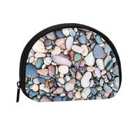 AUGUSTRUSH Petit porte-monnaie à fermeture éclair - Motif galets colorés plage Mini portefeuille en toile Portable et tendance pour femmes et filles Idéal pour ranger pièces de monnaie, porte-clés,