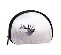 AUGUSTRUSH Petit porte-monnaie zippé en toile Motif cerf sauvage Portable et tendance pour femmes et filles Idéal pour ranger pièces de monnaie, porte-clés, cartes de crédit et cartes d'identité, Cerf