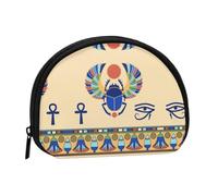 AUGUSTRUSH Petit porte-monnaie zippé en toile Motif scarabée égyptien Portable et tendance pour femmes et filles Idéal pour ranger pièces de monnaie, porte-clés, cartes de crédit et cartes d'identité,