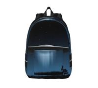 AUGUSTRUSH Sac à dos en toile personnalisé pour filles et garçons, soucoupe volante la nuit, sac à dos décontracté pour enfants, étudiants, adolescents, sac à dos pour ordinateur portable pour femme