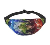 AUGUSTRUSH Sac banane tendance pour homme et femme avec plusieurs poches et sangle réglable, léger et imperméable, grand sac banane pour le sport, la marche, la course à pied, Space Planet Earth,