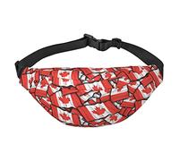 AUGUSTRUSH Sac banane tendance pour homme et femme avec plusieurs poches et sangle réglable, léger et imperméable, grand sac banane pour le sport, la marche, la course à pied, Drapeau du Canada.,
