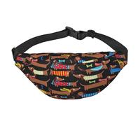 AUGUSTRUSH Sac banane tendance pour homme et femme avec plusieurs poches et sangle réglable, léger et imperméable, grand sac banane pour le sport, la marche, la course à pied, Teckel I Love My Dog,