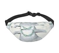 AUGUSTRUSH Sac banane tendance pour homme et femme, pingouin portant des fleurs, poches multiples et sangle réglable, léger et imperméable, grand sac banane pour le sport, la marche, la course à pied,