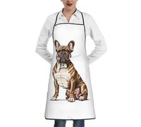 AUGUSTRUSH Tabliers de cuisine pour homme et femme, tablier de bouledogue français mignon avec grande poche, tablier réglable pour chefs, pâtisserie, jardinage, tablier de chef boulanger unisexe