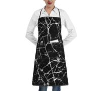 AUGUSTRUSH Tabliers de cuisine pour homme et femme, tablier en marbre noir avec grande poche, tablier réglable pour chefs, cuisine, pâtisserie, jardinage, tablier de chef boulanger imperméable unisexe