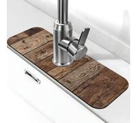 AUGUSTRUSH Tapis absorbant pour robinet en diatomite, tapis de séchage pour évier en bois marron avec base antidérapante, plateau d'égouttement à séchage rapide, organiseur étanche pour évier de