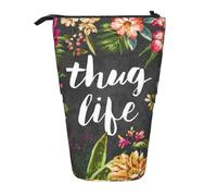 AUGUSTRUSH Thug Life - Trousse à crayons avec support pour filles et garçons, jolie trousse à crayons télescopique pour adolescents et adultes, grande trousse de rangement pour l'école, le bureau,