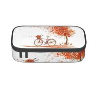 AUGUSTRUSH Trousse à crayons de grande capacité pour adolescents, filles, garçons, arbre d'automne avec vieux vélo vieilli, grande trousse à crayons en toile à 3 compartiments pour l'école, les