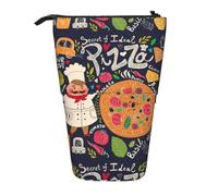 AUGUSTRUSH Trousse à crayons télescopique pour filles et garçons, motif pizza pour adolescents et adultes, grande trousse de rangement pour l'école, le bureau, l'université, Noir , Taille unique,