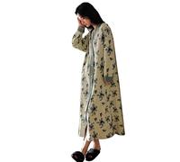 AUHAIEM Chemise de Nuit 100% Coton pour Femme - Douce - Manches Longues - Légère - avec Poches,Vert,XL