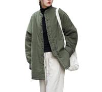 AUHAIEM Veste Femme Style Chinois RéTro Court Hiver Ethnique Coton Matelassé Bouton Veste Femme Traditionnelle Haut,Vert,one size
