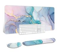 Auhoahsil Grand tapis de souris avec repose-poignets pour clavier et souris, support de poignet épais et doux en mousse à mémoire de forme, grand et long, 90,2 x 40,9 cm, pour ordinateur de jeu de