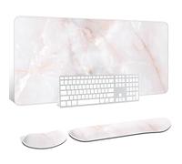 Auhoahsil Grand tapis de souris avec repose-poignets pour clavier et souris, support de poignet épais et doux en mousse à mémoire de forme, grand et long, 90,2 x 40,9 cm, pour ordinateur de jeu de