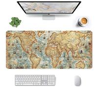 Auhoahsil Grand tapis de souris de bureau complet, taille XXL, 88,9 x 38,1 cm, imperméable avec bords cousus, antidérapant, pour le bureau et la maison, motif carte du monde