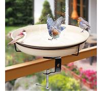 AUHOKY Baignoire pour Oiseaux de 28,9 cm, Balustrade de Balcon, Bain d'oiseaux Non chauffé, Pince Amovible pour Baignoire d'oiseaux, clôture Amovible (Blanc)