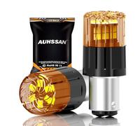 AUHSSAN 1157 BAY15D P21/5W Ampoule LED, Ambre Super Brillant 6.5W 12V-24V Non-Polarité 2835 18SMD Ampoules LED pour la Lumière de Voiture Feu de Recul, Feu de Freinage, Lumière de Jour (2Pièces)