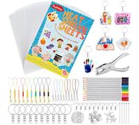 Auihiay 198 pièces en Plastique rétractable Kit Comprenant 20 Feuilles de Papier d'art rétractable, perforatrice, Accessoires de Porte-clés et Crayons pour Cadeaux de la fête des mères