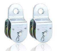 AuInn Poulies doubles fixes, double poulie, rouleau de poulie double, charge 181,4 kg chacune, fer plaqué zinc (2, 3,8 cm)