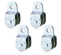 AuInn Poulies doubles fixes, double poulie, rouleau de poulie double, charge 181,4 kg chacune, fer plaqué zinc (10,2 cm)