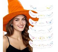 Auiremrti 6 pièces Halloween tatouage temporaire holographique pailleté visage taches de rousseur, motifs de Halloween couleur étanche, taches de fête, tatouage pailleté