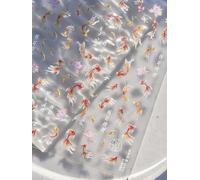 Auiremrti Autocollants pour ongles poissons dorés, design en relief 5D, autocollants pour ongles naturels, acrylique et gel, qualité de salon à domicile, facile à appliquer, manucure DIY