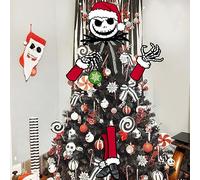 Auirre Jack Skellington Cimier de Sapin de Noël, tête de Mort effrayante et décorative pour Sapin de Noël, décorations d'intérieur Amusantes pour Les fêtes sur Le thème Gothique