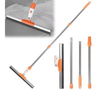 Auirshiky Balai Raclette Classic Floor, avec Double Lèvre en Caoutchouc, Balai Raclette Sol de Large 35cm avec Manche(130cm), Brosse d'Essuie-Glace au Sol en Lame de Caoutchouc (Orange)