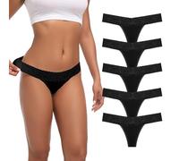 Auithery String Sexy en Dentelle et Coton pour Femme - Culotte Confortable et Douce - Taille XS à 4XL - Lot de 5 à 6, Lot de 5 Strings en Dentelle et Coton - Noir, 3X-Large